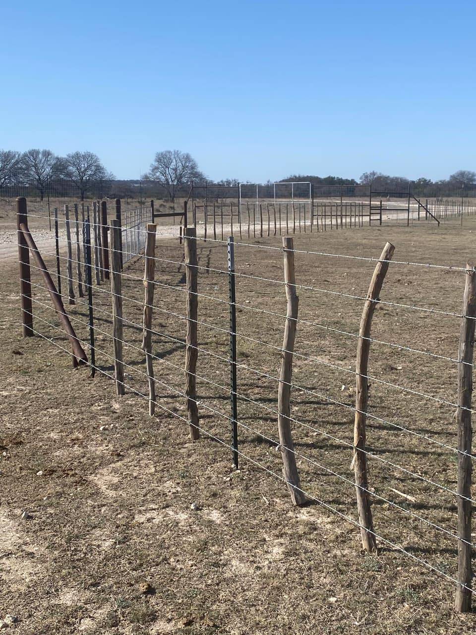 Barbed Wire Fence Installation example — 4-strand barbed wire, Central Texas ranch country