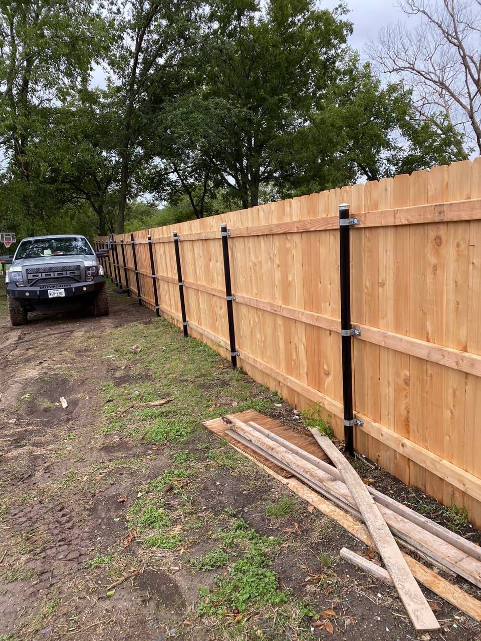 Wood Privacy Fence Installation example — Cedar wood privacy fence, Stephenville area